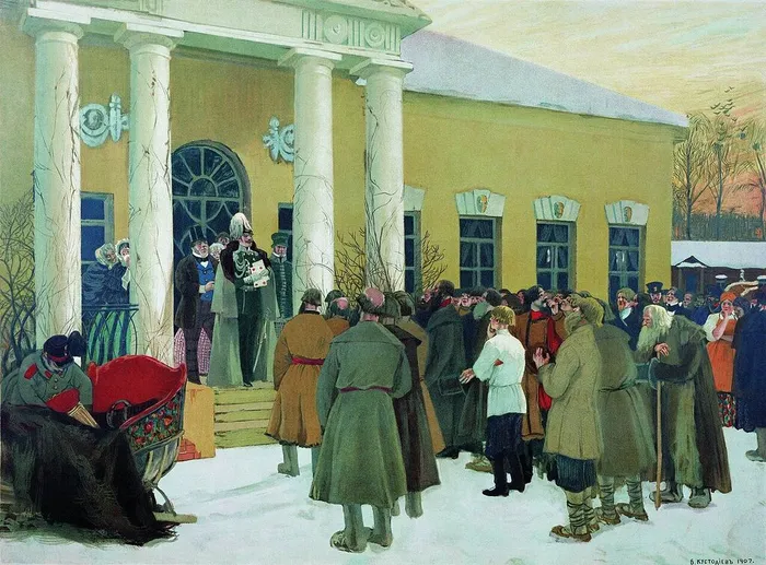 Reading_of_the_Manifest_(Liberation_of_peasants)_-_Kustodiev,_1907